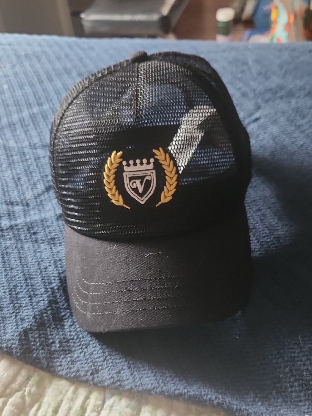 Vans Black Trucker Hat with Gold Laurel Crest